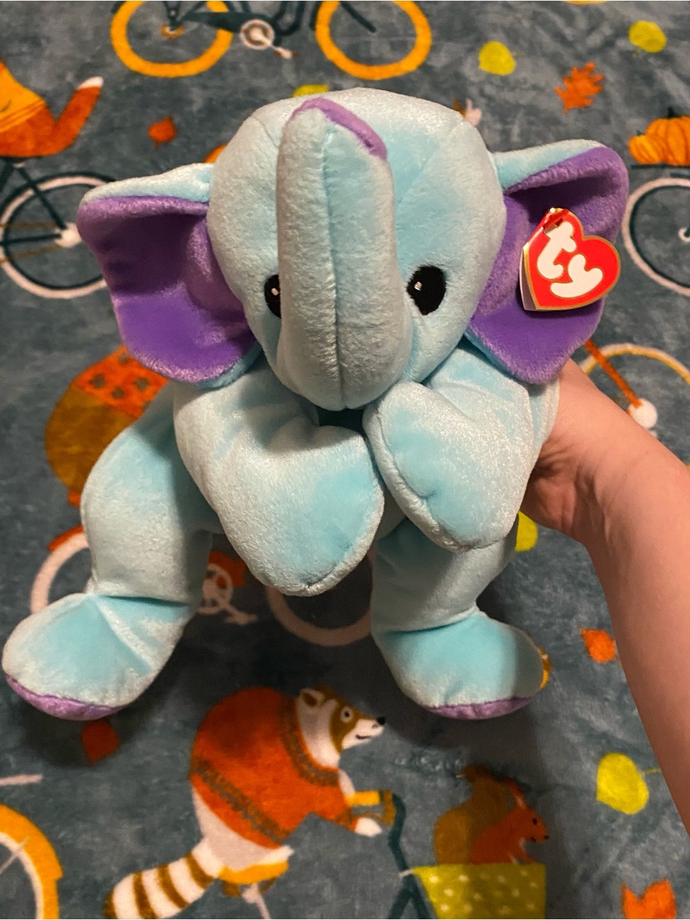 Vtg 1998 TY Squirt the Elephant Pillow Pal Blue/Purple Plush Stuffed Animal NWT
